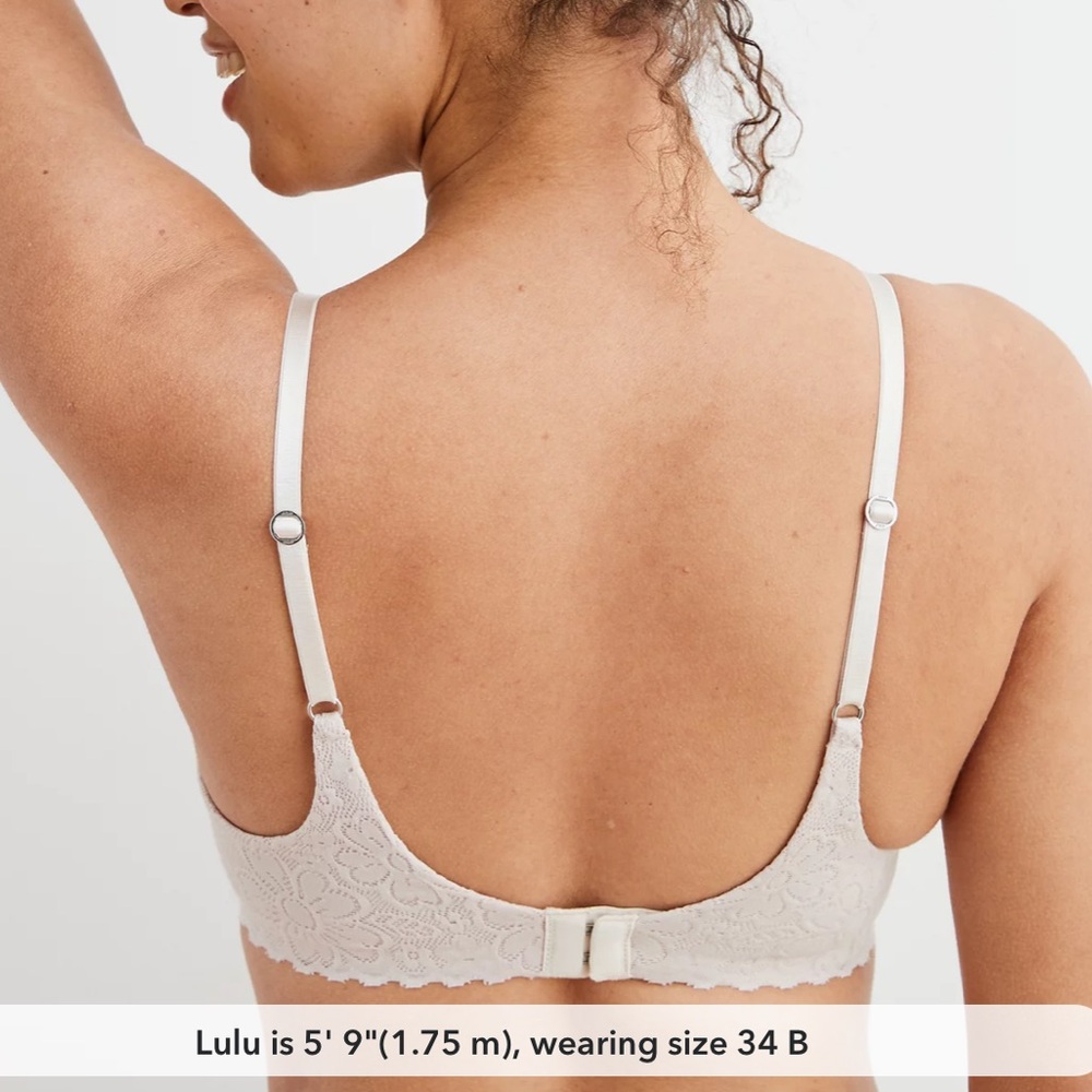 ⭐️(3/$25) AERIE Real Sunnie Lace Demi Push Up Blossom Lace Trim Bra - Picture 4 of 15